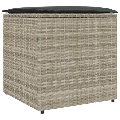vidaXL Outdoorspeicherbox mit Kissen Mittleres Grau Design Robust Synthetisches Rattan Perfekt für Balkone und Patios Wetterfest Kubisch Texturiert von vidaXL