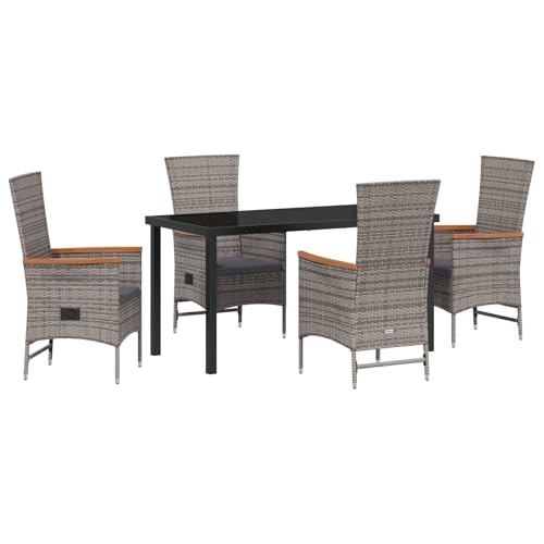 vidaXL Outdoor Stühle 2er Set mit Kissen Grau Poly-Rattan Verstellbare Bequeme Sessel für Garten oder Terrasse Wicker Sessel Rückenlehne stylisch vidaXL Outdoor Stühle 2er Set mit Kissen Grau Poly-Rattan Verstellbare Bequeme Sessel für Garten oder Terrasse Wicker Sessel Rückenlehne stylisch von vidaXL
