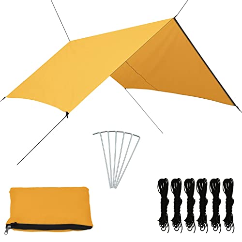 vidaXL Outdoor Tarp UV-beständig Sonnensegel Hängematte Camping Zelt Plane Sonnenschutz Zeltplane 3x2,85m Gelb 180 T Polyestergewebe von vidaXL