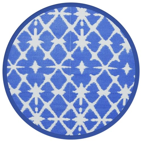 vidaXL Outdoor Teppich, Gartenteppich Rund Beidseitig, Balkonteppich Terrassenteppich UV-beständig, Teppich für Balkon Terrasse, Blau Weiß Ø200cm PP vidaXL Outdoor Teppich, Gartenteppich Rund Beidseitig, Balkonteppich Terrassenteppich UV-beständig, Teppich für Balkon Terrasse, Blau Weiß Ø200cm PP von vidaXL