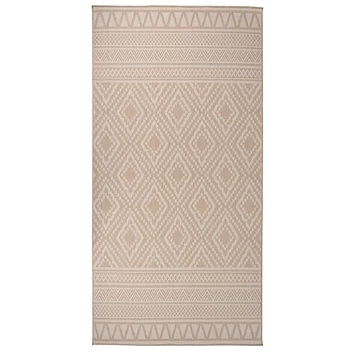 vidaXL Outdoor Teppich Flachgewebe Witterungsbeständig UV-beständig Außenteppich Balkon Terrasse Garten Swimming Pool 100x200cm Braun Gestreift von vidaXL