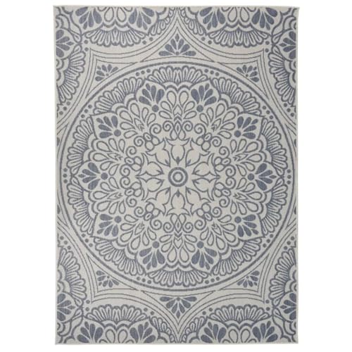vidaXL Outdoor Teppich Flachgewebe Witterungsbeständig UV-beständig Außenteppich Balkon Terrasse Garten Swimming Pool 200x280cm Blaues Muster von vidaXL