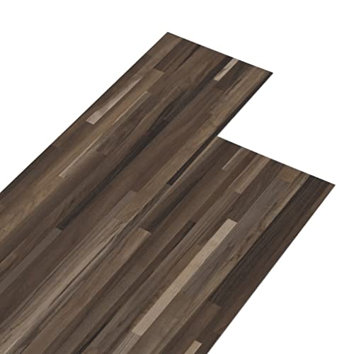 vidaXL PVC Laminat Dielen Vinylboden Vinyl Boden Planken Bodenbelag Fußboden Designboden Dielenboden 5,02m² 2mm Selbstklebend Gestreift Braun von vidaXL
