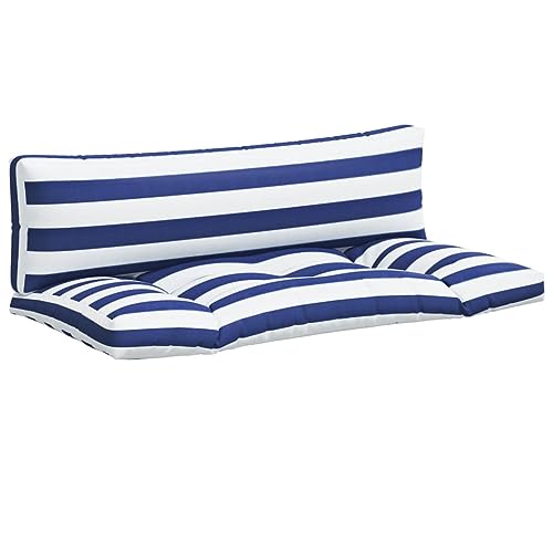 vidaXL Palettenkissen 2 TLG., Kissen für Gartenmöbel Hocker Sofa, Wasserabweisendes Sofakissen, Sitzkissen Palettenpolster, Blau Weiß Gestreift Oxford Gewebe von vidaXL