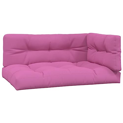 vidaXL Palettenkissen 3 TLG., Kissen für Gartenmöbel Hocker Sofa, Wasserabweisendes Sofakissen, Sitzkissen Palettenpolster Gartenkissen, Rosa Stoff von vidaXL