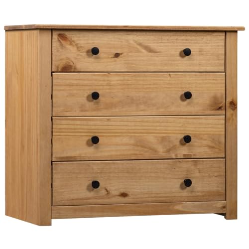 vidaXL Panama-Kiefer Beistellschrank mit 4 Schubladen Sideboard Kommode Anrichte Telefontisch Schubladenschrank Schrank 80x40x73cm von vidaXL