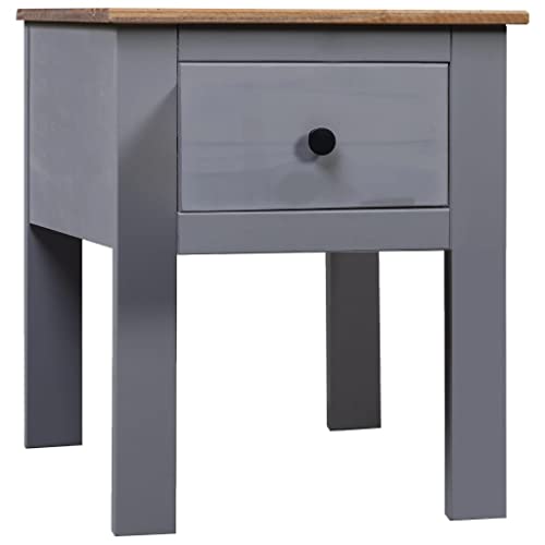 vidaXL Panama-Kiefer Nachttisch 1 Schublade Nachtschrank Nachtkonsole Nachtkommode Schlafzimmer Kommode Schrank Beistelltisch Grau 46x40x57cm von vidaXL