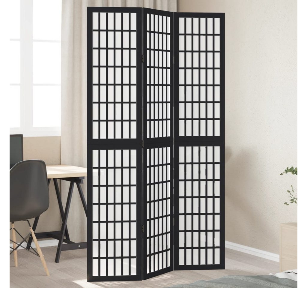 vidaXL Paravent, 3-tlg. Paravent Schwarz Massivholz Paulownia von vidaXL