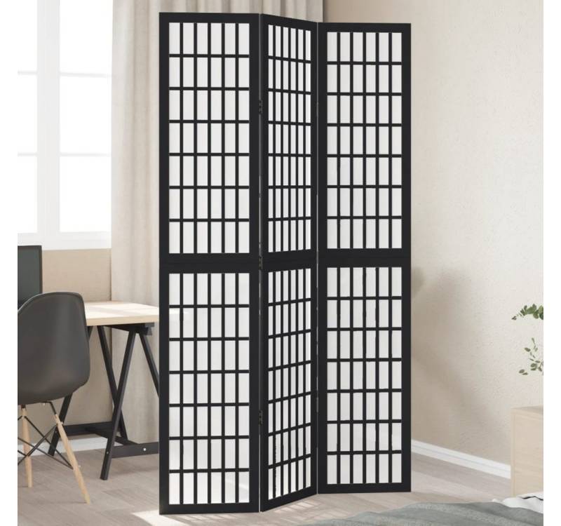 vidaXL Paravent, 3-tlg. Paravent Schwarz Massivholz Paulownia von vidaXL