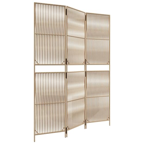 vidaXL Paravent 3-TLG., Raumteiler Linien-Webdesign Faltdesign, Trennwand Sichtschutz für Innen Außen, Spanische Wand Raumtrenner, Beige Poly Rattan von vidaXL