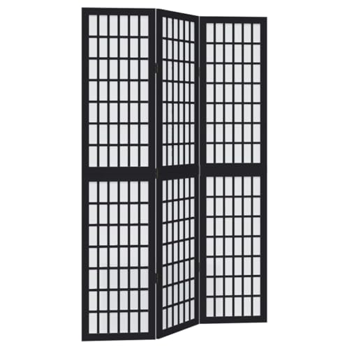 vidaXL Paravent 3-TLG., Raumteiler mit Faltdesign,Trennwand für Wohnzimmer Schlafzimmer Büro, Spanische Wand Sichtschutz, Schwarz Massivholz Paulownia vidaXL Paravent 3-TLG., Raumteiler mit Faltdesign,Trennwand für Wohnzimmer Schlafzimmer Büro, Spanische Wand Sichtschutz, Schwarz Massivholz Paulownia von vidaXL
