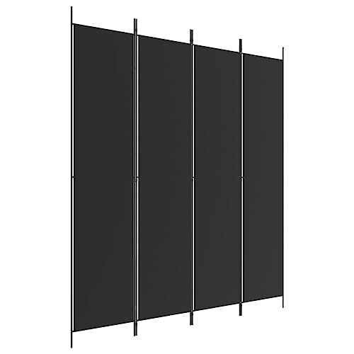 vidaXL Paravent 4-TLG. Raumtrenner Raumteiler Trennwand Umkleide Sichtschutz Spanische Wand Wohnzimmer Schlafzimmer Schwarz 200x220cm Stoff von vidaXL