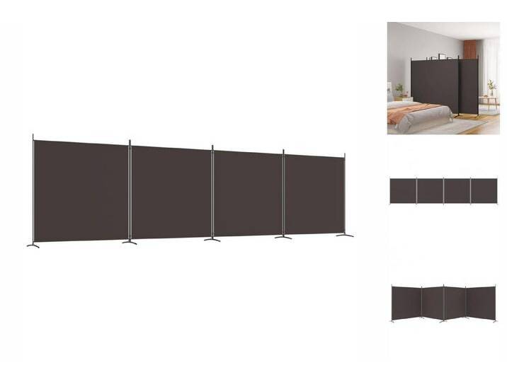 vidaXL Paravent 4-tlg Paravent Braun 698x180 cm Stoff Spanische Wand Sichtschutz Schla, braun von vidaXL