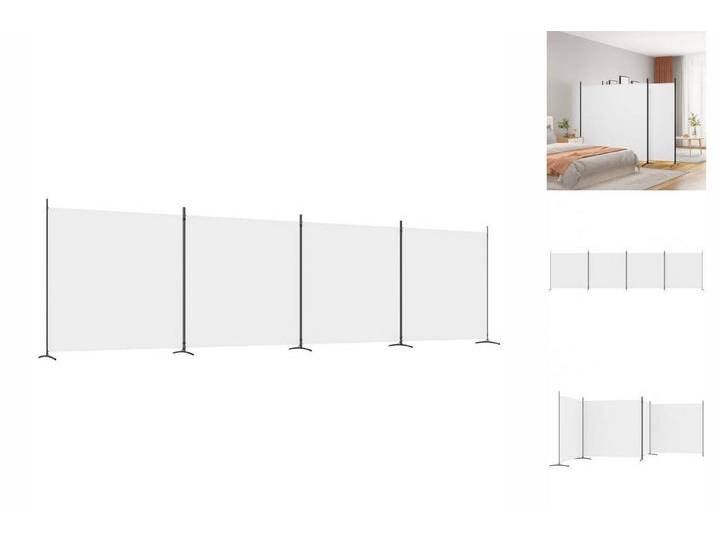vidaXL Paravent 4-tlg Paravent Weiß 698x180 cm Stoff Spanische Wand Sichtschutz Schlaf, weiß von vidaXL