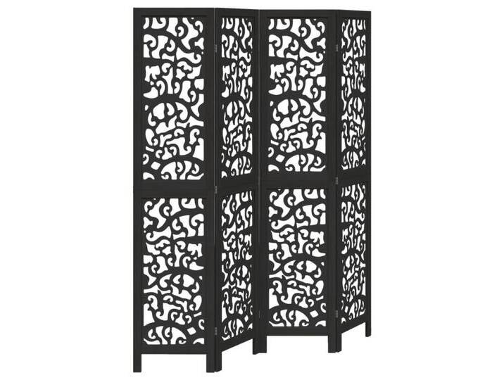 vidaXL Paravent 4-tlg Raumteiler Paravent Trennwand Spanische Wand Schwarz Massivholz, schwarz von vidaXL