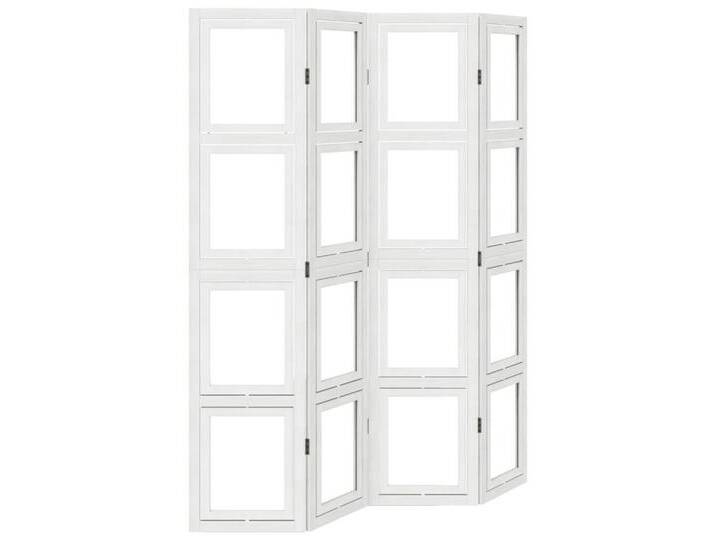 vidaXL Paravent 4-tlg Raumteiler Paravent Trennwand Spanische Wand Weiß Massivholz Pau, weiß von vidaXL