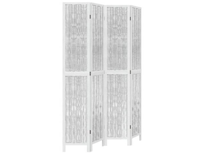 vidaXL Paravent 4-tlg Raumteiler Paravent Trennwand Spanische Wand Weiß Massivholz Pau, weiß von vidaXL