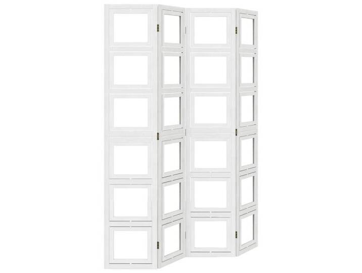 vidaXL Paravent 4-tlg Raumteiler Paravent Trennwand Spanische Wand Weiß Massivholz Pau, weiß von vidaXL