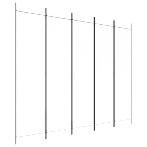 vidaXL Paravent 5-TLG. Raumtrenner Raumteiler Trennwand Umkleide Sichtschutz Spanische Wand Wohnzimmer Schlafzimmer Weiß 250x200cm Stoff von vidaXL