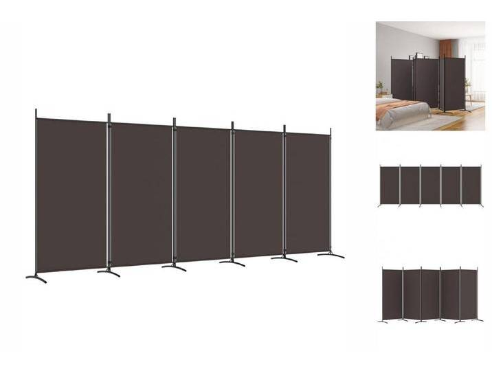 vidaXL Paravent 5-tlg Paravent Braun 433x180 cm Stoff Spanische Wand Raumteiler, braun von vidaXL