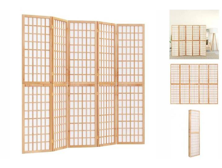 vidaXL Paravent 5-tlg Paravent Japanischer Stil Faltbar 200x170 cm Raumteiler, braun von vidaXL