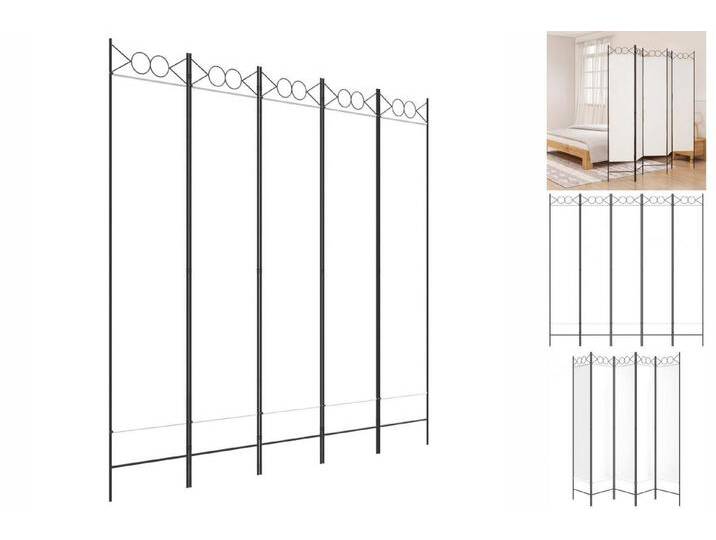 vidaXL Paravent 5-tlg Paravent Weiß 200x200 cm Stoff Raumteiler Spanische Wand, weiß von vidaXL