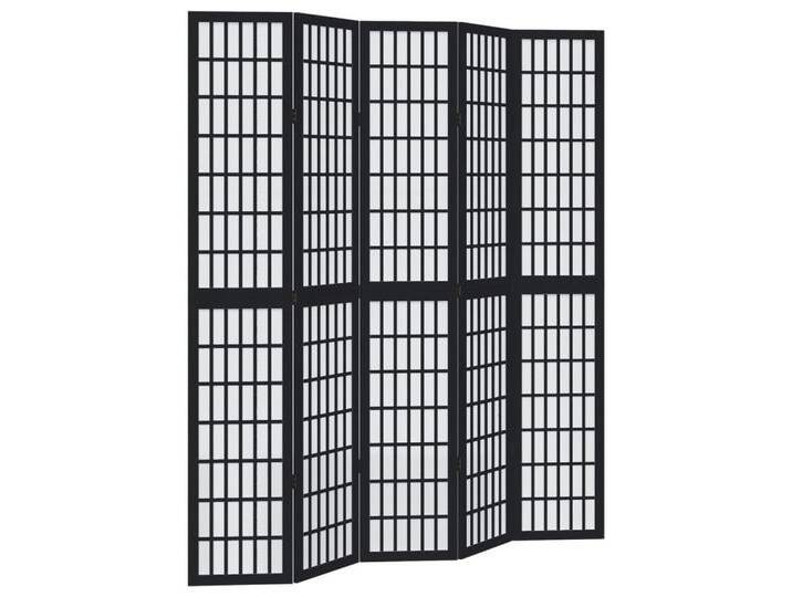 vidaXL Paravent 5-tlg Raumteiler Paravent Trennwand Spanische Wand Schwarz Massivholz, schwarz von vidaXL