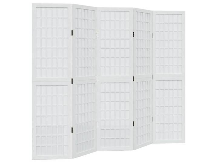 vidaXL Paravent 5-tlg Raumteiler Paravent Trennwand Spanische Wand Weiß Massivholz Pau, weiß von vidaXL