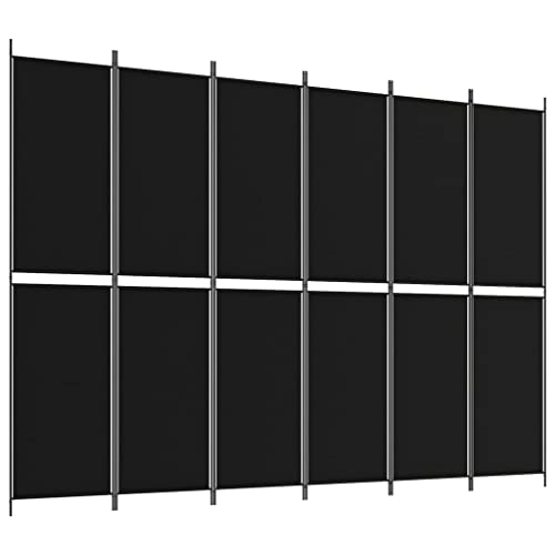 vidaXL Paravent 6-TLG. Raumtrenner Raumteiler Trennwand Umkleide Sichtschutz Spanische Wand Wohnzimmer Schlafzimmer Schwarz 300x220cm Stoff von vidaXL