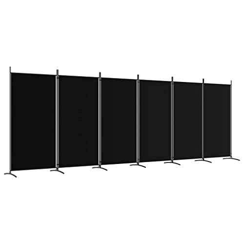 vidaXL Paravent 6-TLG. Raumtrenner Raumteiler Trennwand Umkleide Sichtschutz Spanische Wand Wohnzimmer Schlafzimmer Schwarz 520x180cm Stoff von vidaXL
