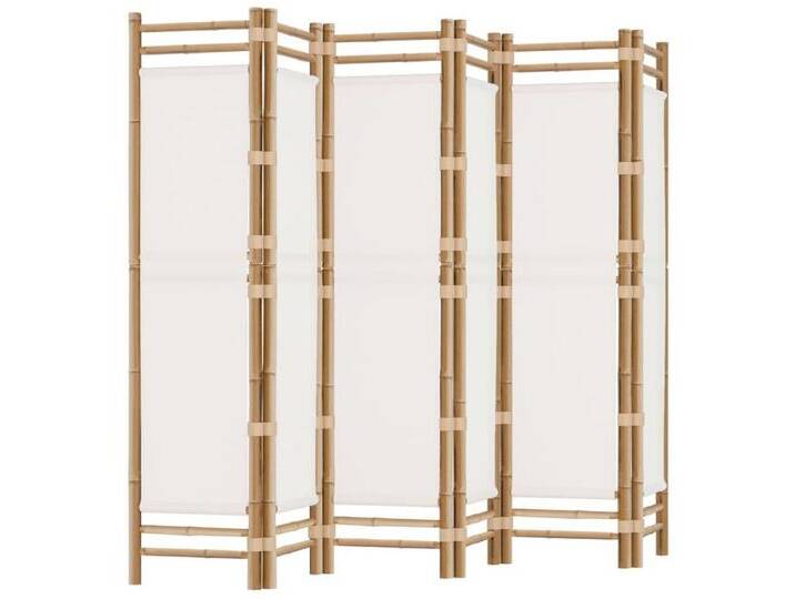 vidaXL Paravent 6-tlg Paravent Faltbar 240 cm Bambus und Canvas, beige von vidaXL