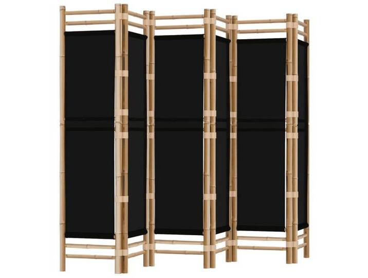 vidaXL Paravent 6-tlg Paravent Faltbar 240 cm Bambus und Canvas, schwarz von vidaXL