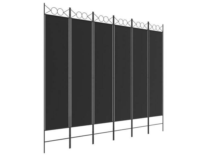 vidaXL Paravent 6-tlg Paravent Schwarz 240x200 cm Stoff Spanische Wand Raumteiler, schwarz von vidaXL