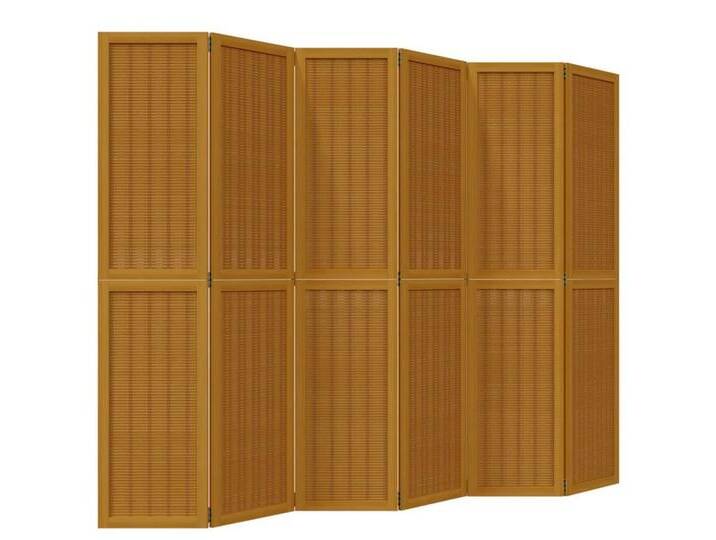 vidaXL Paravent 6-tlg Raumteiler Braun Massivholz Paulownia Paravent, braun von vidaXL