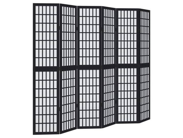 vidaXL Paravent 6-tlg Raumteiler Paravent Trennwand Spanische Wand Schwarz Massivholz, schwarz von vidaXL