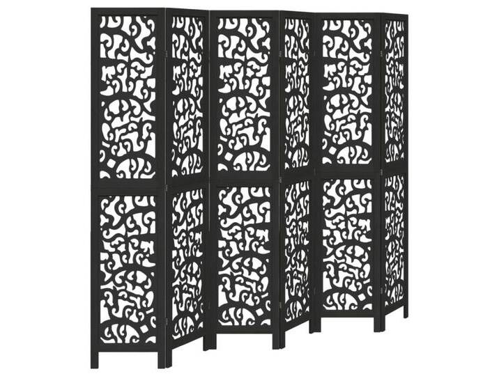 vidaXL Paravent 6-tlg Raumteiler Paravent Trennwand Spanische Wand Schwarz Massivholz, schwarz von vidaXL