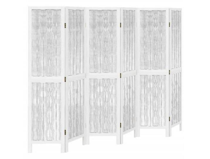 vidaXL Paravent 6-tlg Raumteiler Paravent Trennwand Spanische Wand Weiß Massivholz Pau, weiß von vidaXL