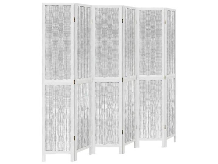 vidaXL Paravent 6-tlg Raumteiler Paravent Trennwand Spanische Wand Weiß Massivholz Pau, weiß von vidaXL