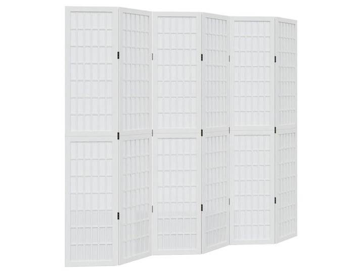 vidaXL Paravent 6-tlg Raumteiler Paravent Trennwand Spanische Wand Weiß Massivholz Pau, weiß von vidaXL