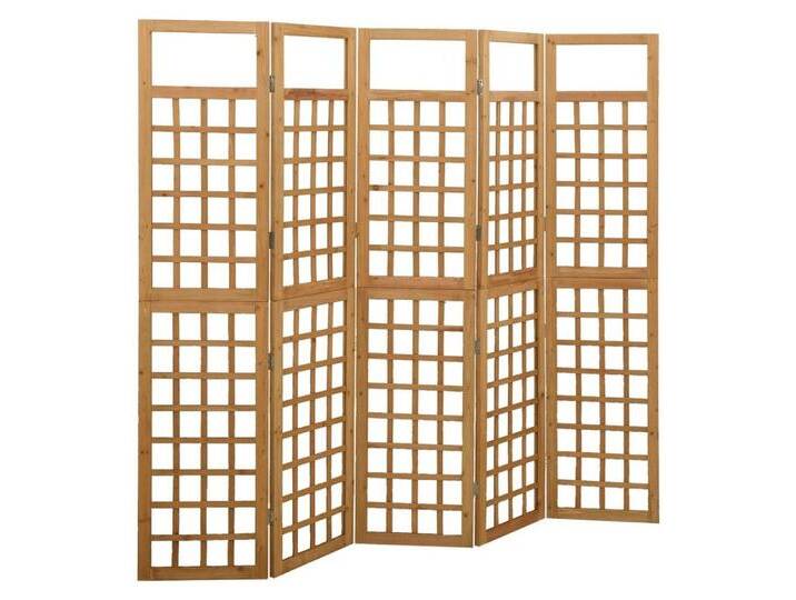 vidaXL Paravent Paravent 5-tlg Paravent Spalier Massivholz Tanne 201,5x180 cm, braun von vidaXL