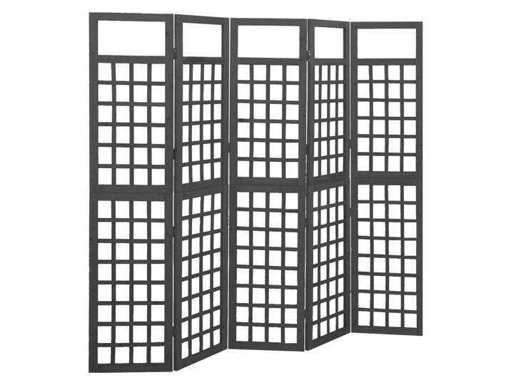 vidaXL Paravent Paravent 5-tlg Paravent Spalier Massivholz Tanne Schwarz 201,5x180 cm, schwarz von vidaXL