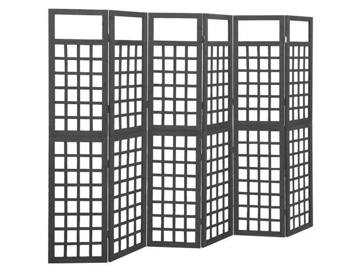 vidaXL Paravent Paravent 6-tlg Paravent Spalier Massivholz Tanne Schwarz 242,5x180 cm, schwarz von vidaXL