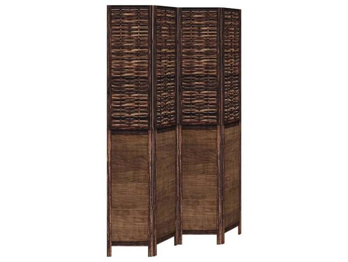 vidaXL Paravent Paravent Trennwand 4-tlg Raumteiler Dunkelbraun Massivholz Paulownia, braun von vidaXL