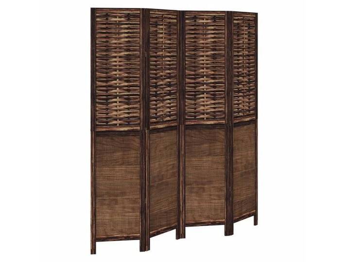 vidaXL Paravent Paravent Trennwand 4-tlg Raumteiler Dunkelbraun Massivholz Paulownia, braun von vidaXL