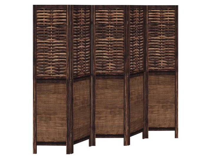 vidaXL Paravent Paravent Trennwand 5-tlg Raumteiler Dunkelbraun Massivholz Paulownia, braun von vidaXL