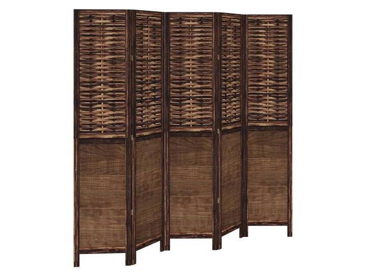 vidaXL Paravent Paravent Trennwand 5-tlg Raumteiler Dunkelbraun Massivholz Paulownia, braun von vidaXL