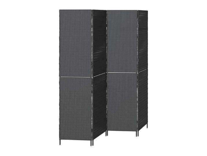 vidaXL Paravent Raumteiler Paravent Trennwand 4 Paneele Faltbar Schwarz 195x180 cm Po, schwarz von vidaXL