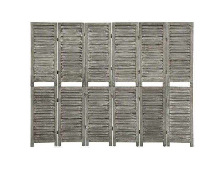 vidaXL Paravent Raumteiler Paravent Trennwand Spanische Wand 6-tlg Grau 214x166 cm Mas, grau von vidaXL