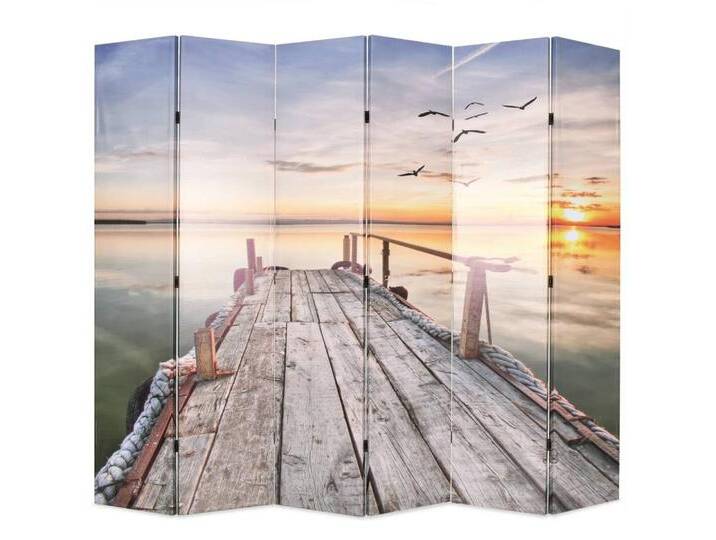 vidaXL Paravent Raumteiler Paravent Trennwand spanische Wand klappbar 228 x 170 cm See von vidaXL