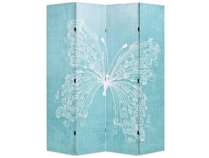 vidaXL Paravent Raumteiler klappbar 160 x 170 cm Schmetterling Blau, blau von vidaXL